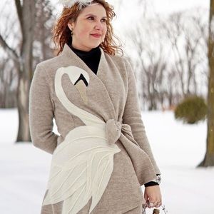 Anthropologie Rosie Norie wrap swan sweater wool XS